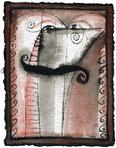 Bhairava Travels to paris, ink and watercolor on paper, 6" x 8"