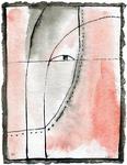 Painting by Barbara Stout: Mindful, ink and watercolor on paper, 6" x 8"