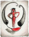 The Original Ha,  ink and watercolor on paper, 8" by 6"