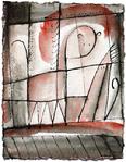 Painting by Barbara Stout: "Where Dreams Meet", ink and watercolor on paper, 8" by 6"